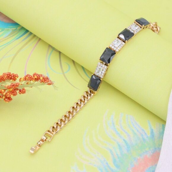 Rose Gold Bracelet with Black and White Stones, XPBL0685 - Picture 4 of 12